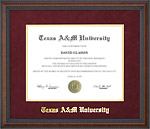 Texas A&M Diploma Frame with Maroon Suede Mat & Gold Embossing