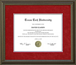 Texas Tech Diploma Frame with Red Suede Mat