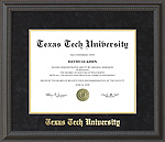 Texas Tech Diploma Frame with Black Suede Mat & Gold Embossing