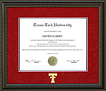 Texas Tech Diploma Frame in Red Suede Mat, Gold Embossed Double T