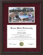 Texas State Diploma Frame with Campus Montage