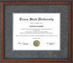 Texas State Diploma Frame with Grey Suede Mat