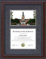 University of North Texas (UNT) Diploma Frame with Campus Lithograph
