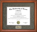 UTD Logo Diploma Frame in Grey Suede