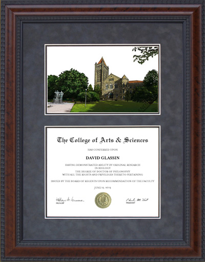 University of Illinois (UIUC) Diploma Frame with Campus Lithograph