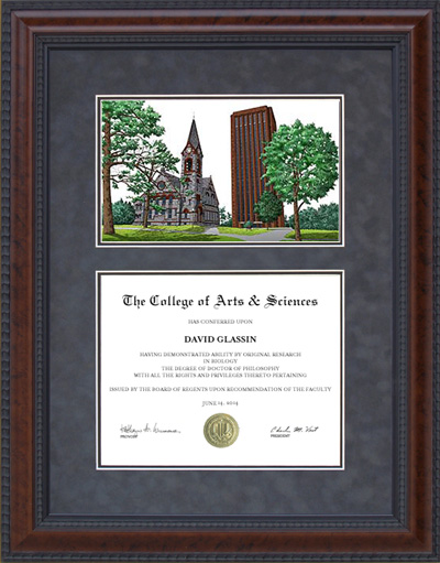 University of Massachusetts (UMass) Diploma Frame with Campus Lithograph