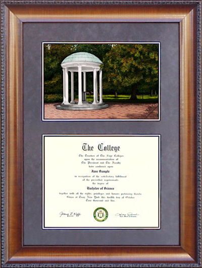 UNC Chapel Hill Diploma Frame with Campus Lithograph