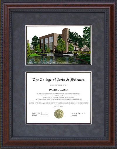 University of North Florida (UNF) Diploma Frame with Campus Lithograph
