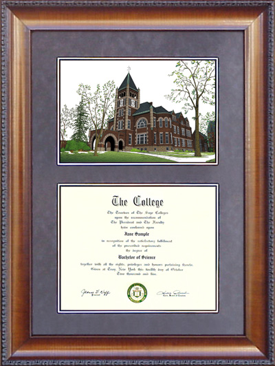 University of New Hampshire (UNH) Diploma Frame with Campus Lithograph