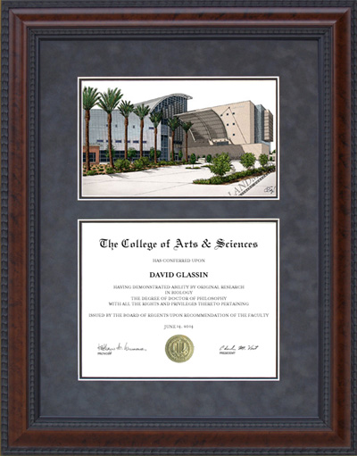 UNLV Diploma Frame with Campus Lithograph