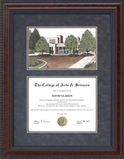University of New Mexico (UNM) Diploma Frame with Campus Lithograph