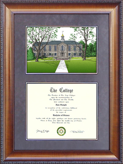 University of Rhode Island (URI) Diploma Frame with Campus Lithograph