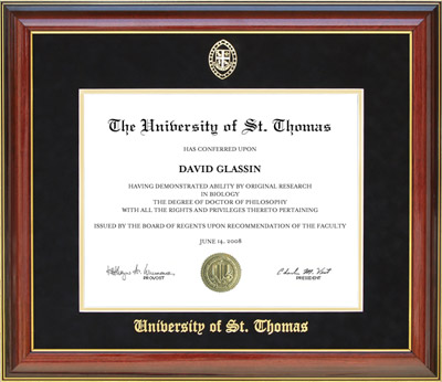 University of St. Thomas Diploma Frame with Gold Embossing