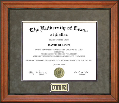 UTD Logo Diploma Frame in Grey Suede