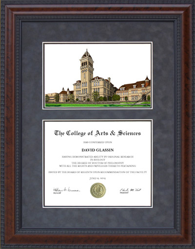 Utah State University (USU) Diploma Frame with Campus Lithograph