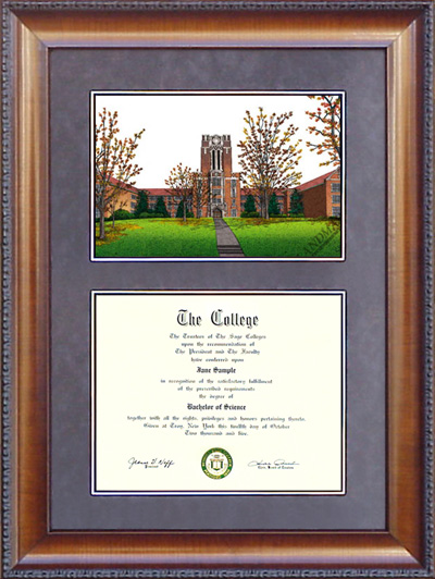 University of Tennessee, Knoxville (UT) Diploma Frame with Campus Lithograph