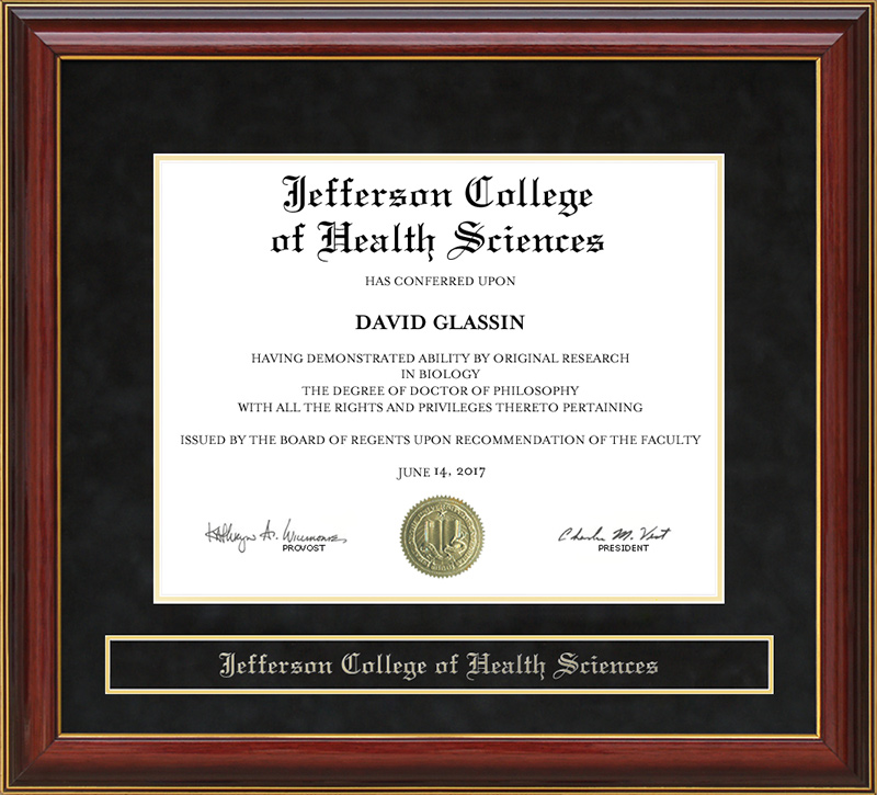 Jefferson College Of Health Sciences - Jefferson College of Health Sciences (JCHS) Mahogany Diploma Frame ...