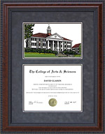 James Madison University (JMU) Diploma Frame with Campus Lithograph