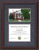 Lynchburg College (LC) Diploma Frame with Campus Lithograph