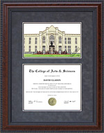 Virginia Military Institute (VMI) Diploma Frame with Campus Lithograph