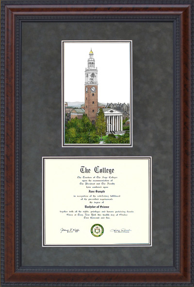University of Vermont (UVM) Diploma Frame with Campus Lithograph