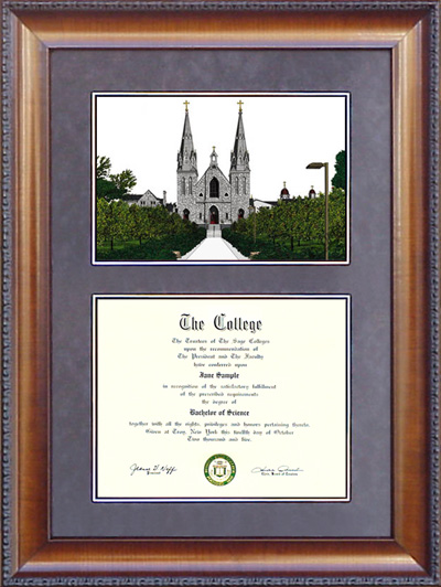 Villanova University (VU) Diploma Frame with Campus Lithograph