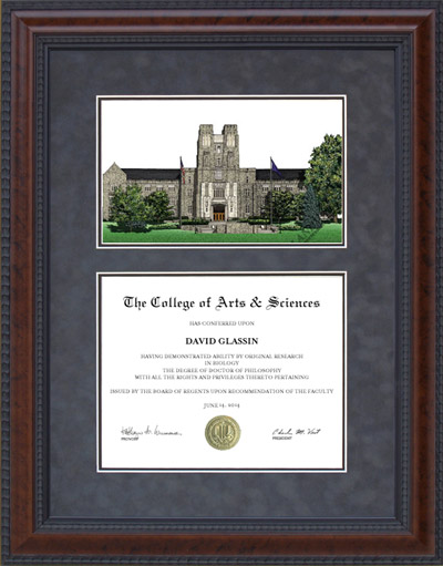 Virginia Tech Diploma Frame with Campus Lithograph