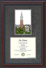 University of Vermont (UVM) Diploma Frame with Campus Lithograph