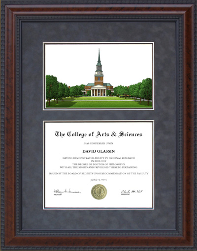 Wake Forest University (WFU) Diploma Frame with Campus Lithograph
