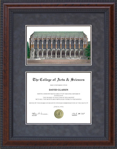University of Washington (UW) Diploma Frame with Campus Lithograph