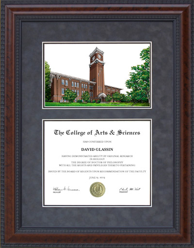 Washington State University (WSU) Diploma Frame with Campus Lithograph