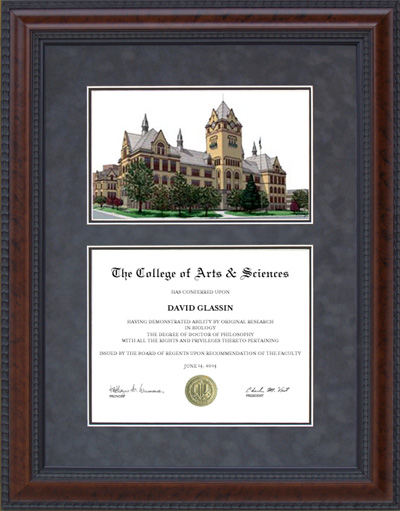 Wayne State University (WSU) Diploma Frame with Campus Lithograph