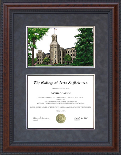 Wheaton College Diploma Frame with Campus Lithograph