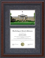 Diploma Frame with Licensed UW-Madison Campus Lithograph