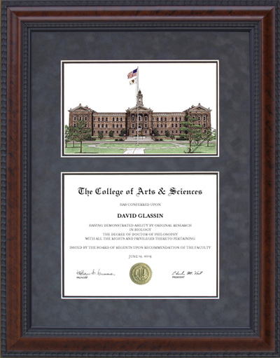 Western Illinois University (WIU) Diploma Frame with Campus Lithograph