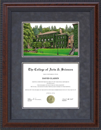 Western Washington University (WWU) Diploma Frame with Campus Lithograph