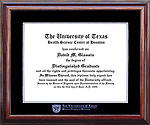 UTHSC - Houston Black Suede Diploma Frame with Etched Logo