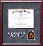 WBU Diploma Frame with Gray Suede Mat, Logo and Flame