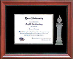 WBU Diploma Frame with Etched Column and Flame