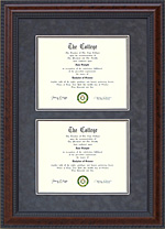 Burl Hardwood Double Diploma Frame