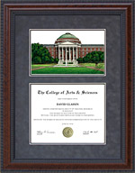 Southern Methodist University (SMU) Document Frame with Campus Lithograph