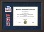 SMU Diploma Frame with Blue Suede Mat, Logo and Picture