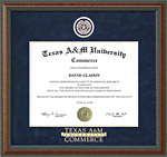 TAMU-C Diploma Frame with Embossed Logo in Blue Suede