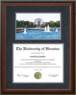 UH Diploma Frame with Suede Mat & Signed Lithograph