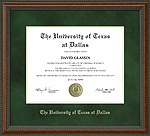 UTD Diploma Frame with Green Suede Mat