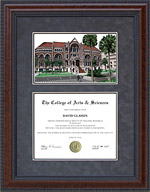 UT Medical Branch (UTMB) Document Frame with Campus Lithograph