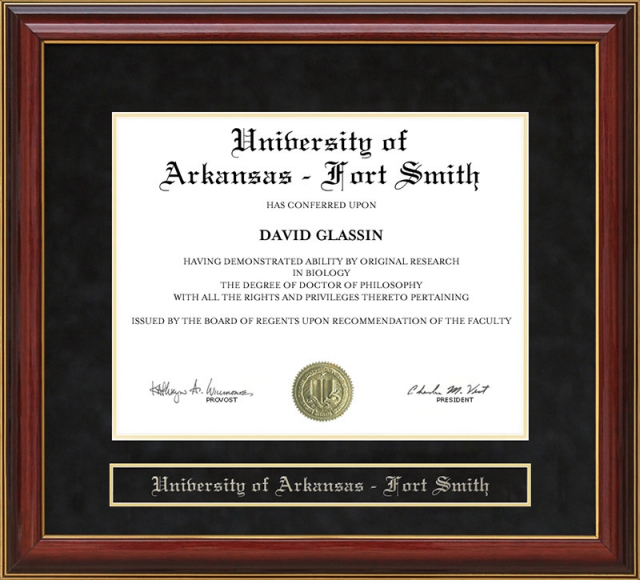 University of Arkansas - Fort Smith (UAFS) Mahogany Diploma Frame