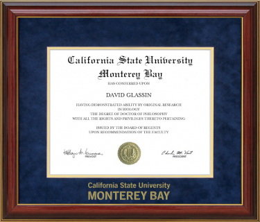 California State University Monterey Bay (CSUMB) Diploma Frame with Embossed UltraSuede Matting