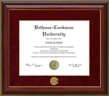Bethune-Cookman University (B-CU) Diploma Frame with Embossed UltraSuede Matting