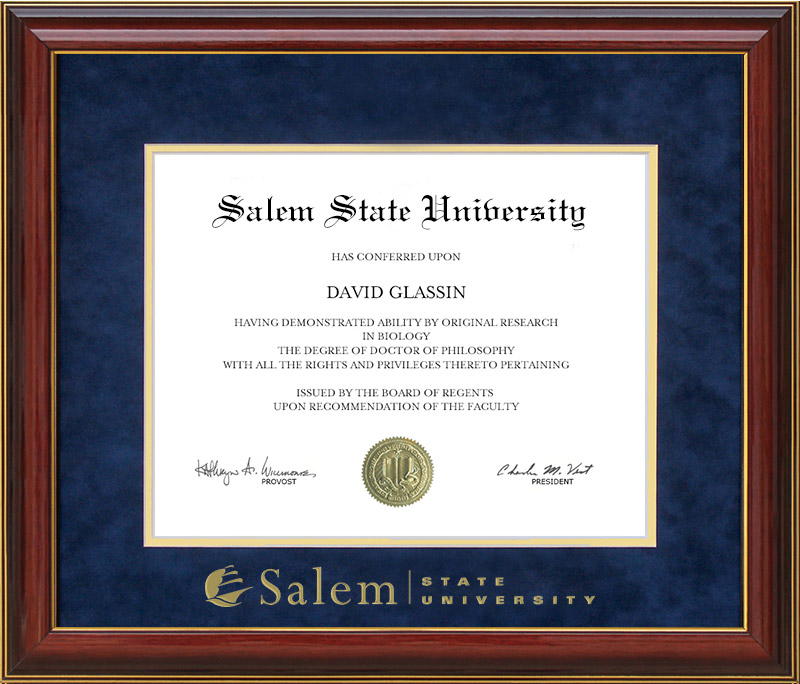 Salem State University Diploma Frame with Embossed UltraSuede Matting